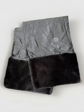DIOR Gray Silk + Modacrylic Fur Trim Scarf